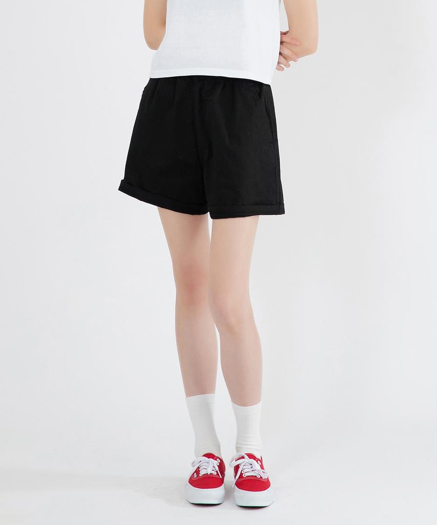 LEE Cotton Elastic Waist Shorts Black