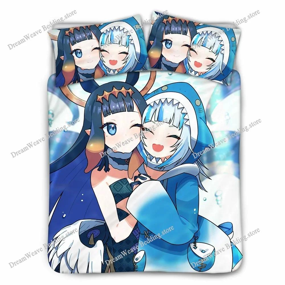 Anime Hololive EN Gawr Gura 3D Printed Bedding Set Duvet Covers Pillowcases Comforter Bedding Set Bedclothes Bed Linen