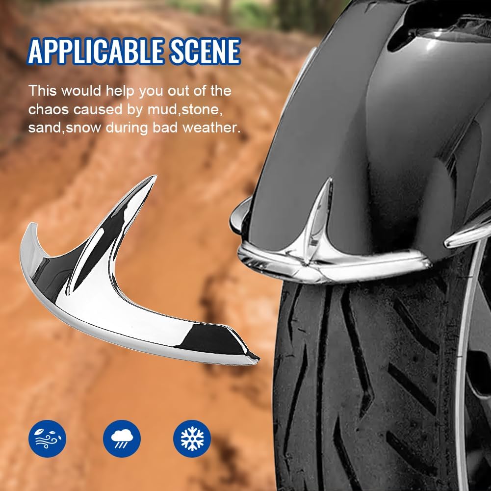 GZYF ABS Plastic Chrome Motorcycle Front Fender Fairing Tip Trim Decorative Accessories Fits for Honda Goldwing GL1800 2001-2017 / Goldwing F6B