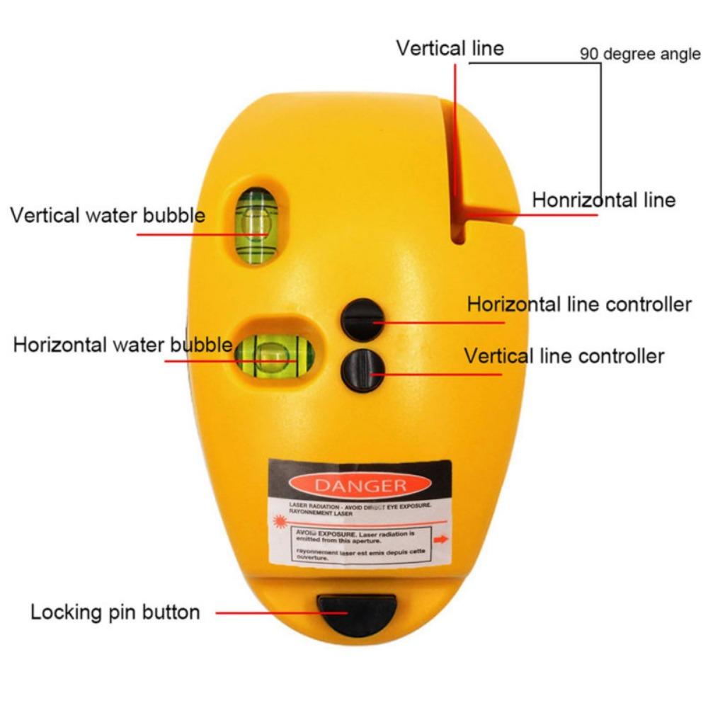 Portable Mini Vertical Laser Spirit Level Laser Straight Level 90 Degree Mouse-shaped Plastic Self-leveling Measuring Tool