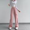 Grey Work Pants, Women's Winter Casual Sports Pants, Loose and Plush Wide Leg Pants for Women