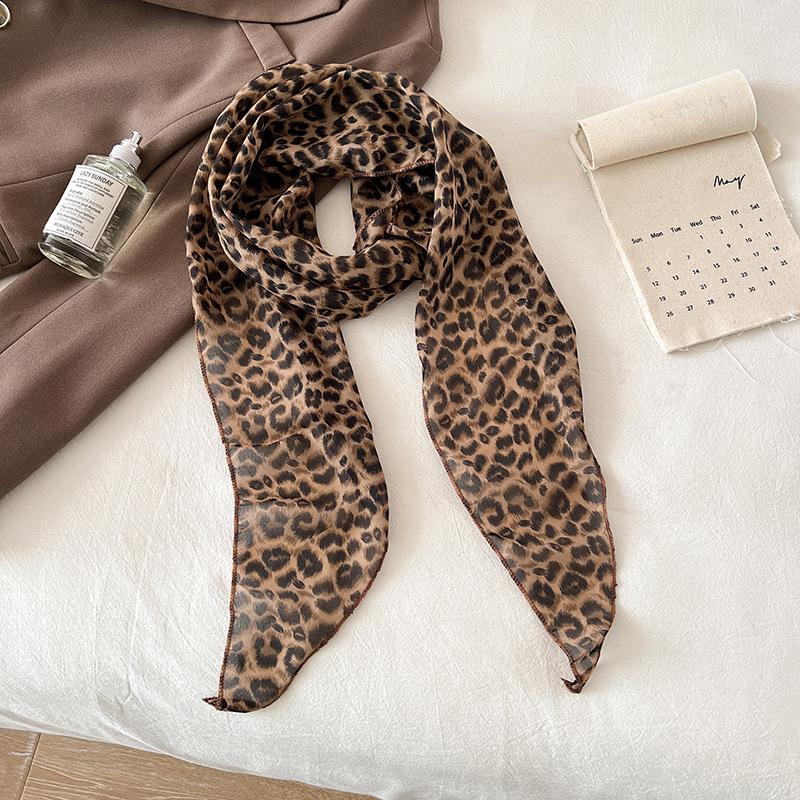 Korean Style Brown Polka Dot Silk Scarf - Versatile Women's Lightweight Spring/Summer Accessory