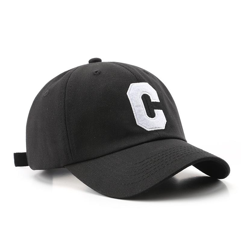 Gorra de béisbol estilo coreano Moda retro Gorra con visera Bordada con letra C grande Visera para protección solar al aire libre Gorro para hombre y mujer