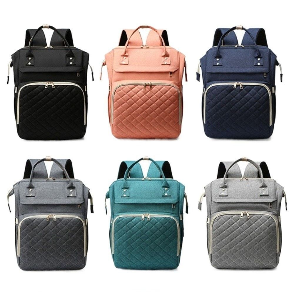 Solid Color Diaper Backpack Nylon Nappy Bagpack Multi-functional Mommy Bag  Maternity