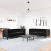 Living Room Sofa 2 Pcs Black 194 X 74.5 X 70.5 Cm Velvet