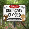 Metal Dog Gate Sign for Garden and Home