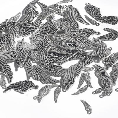 10/50Pcs Antique Silver Wings Pendant Charms Beads For DIY Necklace Jewelry Handmade Making Accessories