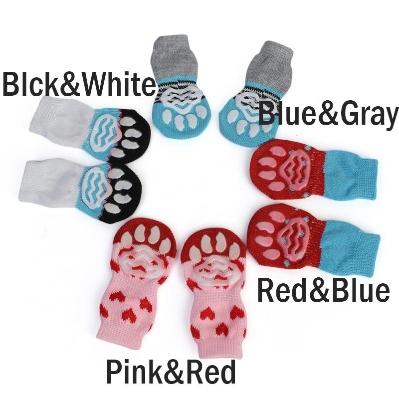 Pet Socks Dog Paw Covers - High-Quality Non-Slip Soles Cotton Socks for Small Dogs & Teddy Dogs (Pet Supplies) 4PCS/Set