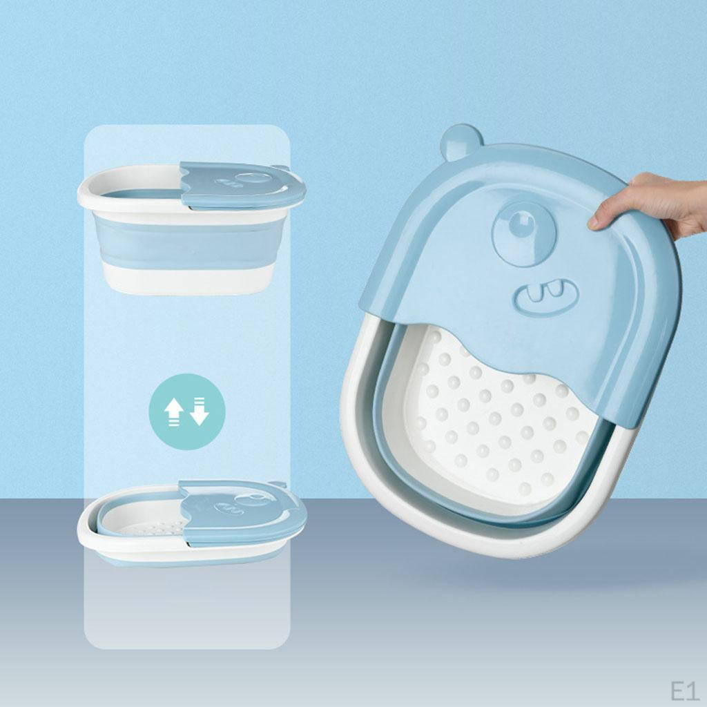 Collapsible Foot Soaking Bath Basin with Massage Pebble,Foldable PP Bucket Tub, Soak