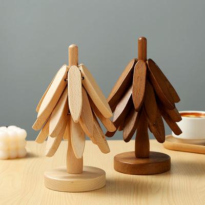 Tree Design Stand Wooden Trivets Decorative Anti Scald Heat Resistant Table Mat Coaster Wood Placemats Pot