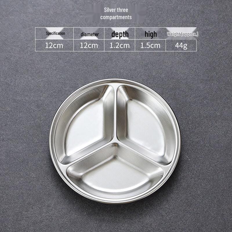 

ZISIZ Round 3-Compartment Stainless Steel Dipping Dishes Set