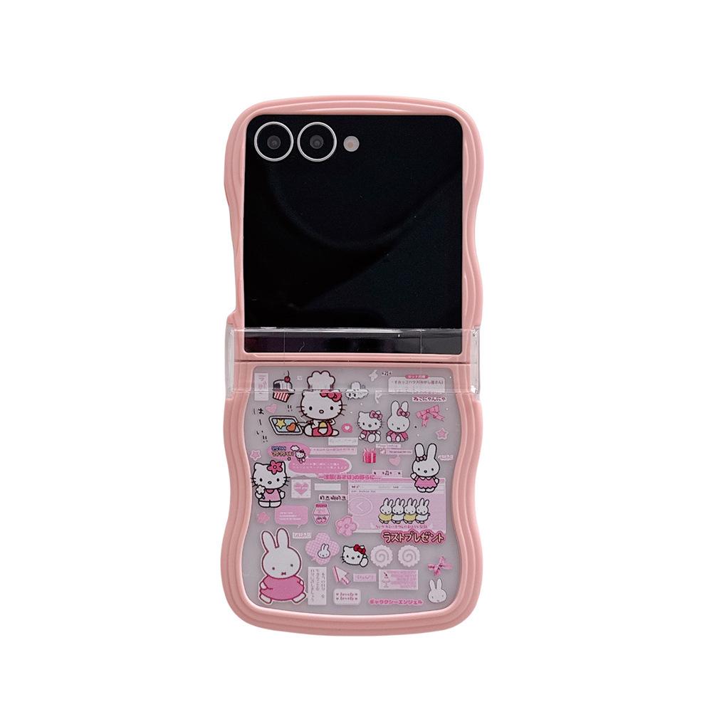 Hello Kitty Soft PC Phone Case with Lanyard for Samsung Galaxy Z Flip Series (7/6/5/4/3)