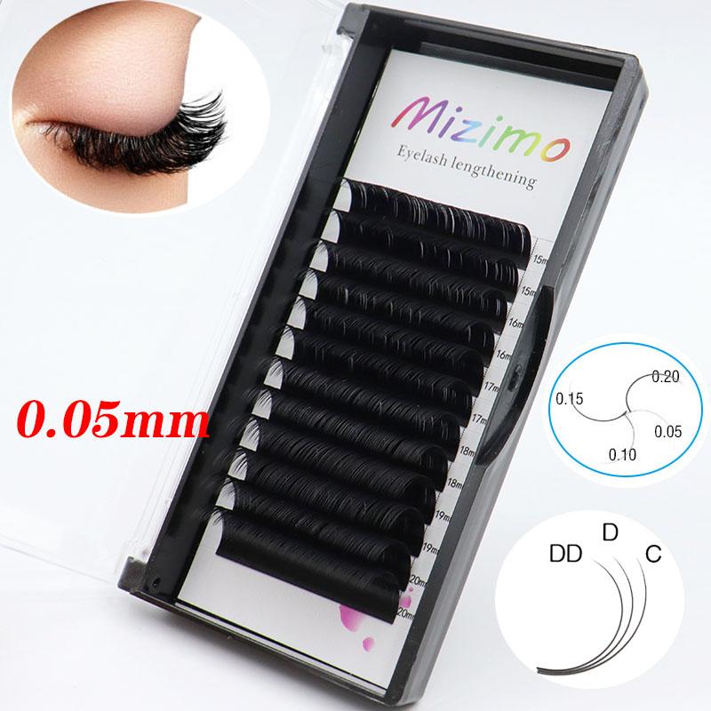 MIZIMO Svart, Enkel, Podede Løse Øyevipper, 0,05 mm i Tykkelse, 8-25 mm i Lengde, Naturlig Bøy C/D/dd, Forlenget. Sminke