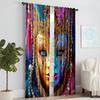 2 Pcs   Versatile Polyester Transparent Curtains for Home Decoration Venice Carnival Mask for Use In Bedrooms and Living Rooms