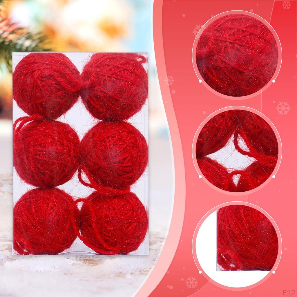 6 Stück Weihnachtskugel-Ornamente Baumhängekugeln mit Schnur Weihnachtsdekoration