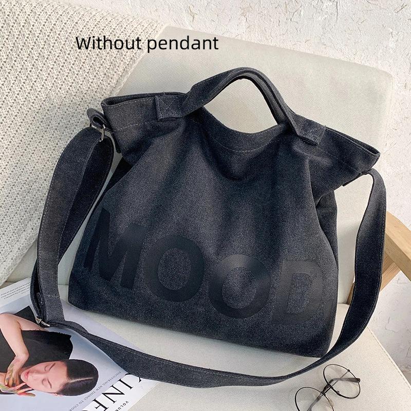 1Pc Top Canvas Bag Youth Men Shoulder Bags Large Capacity Hand Bags Letter Printed Crossbody Bag For Women Students School Bags