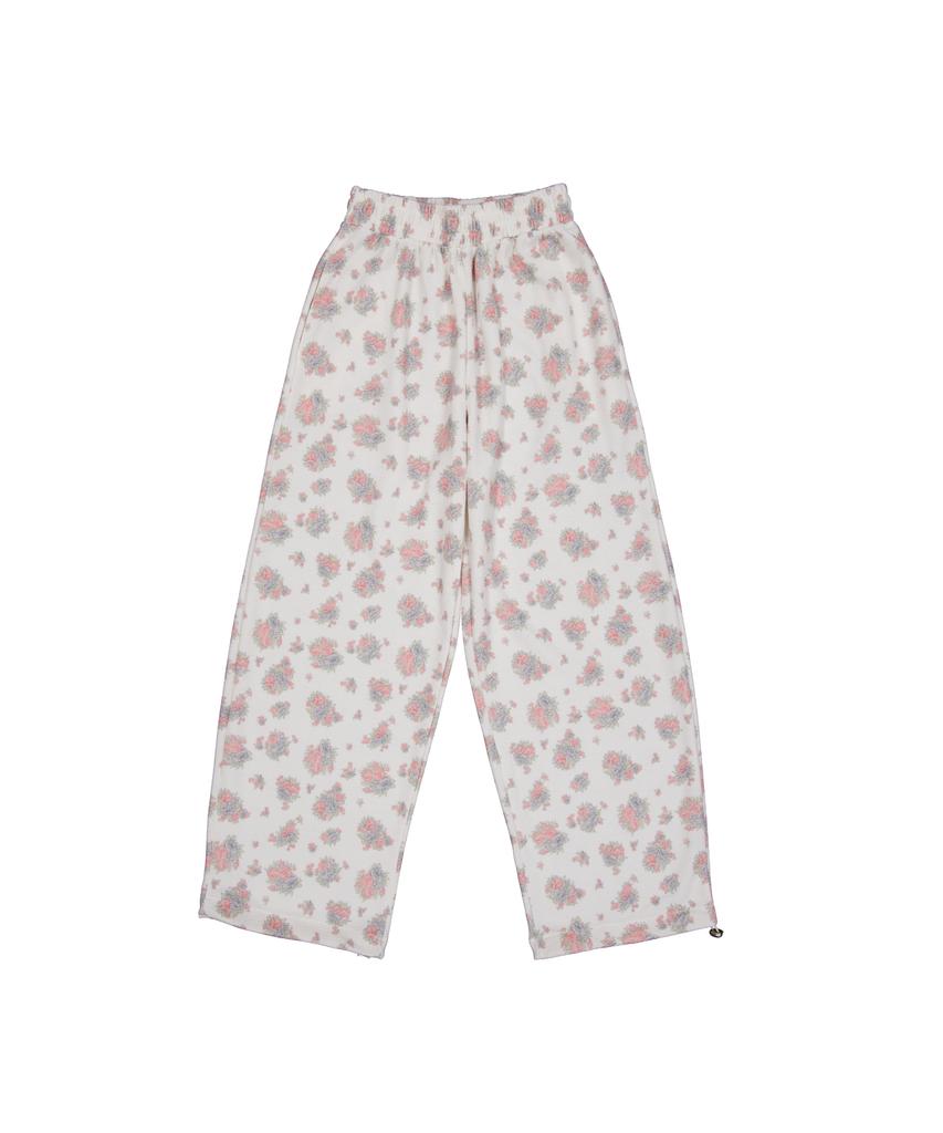 KOOKEESEE Flower Waffle Jogger Pants (Ivory)