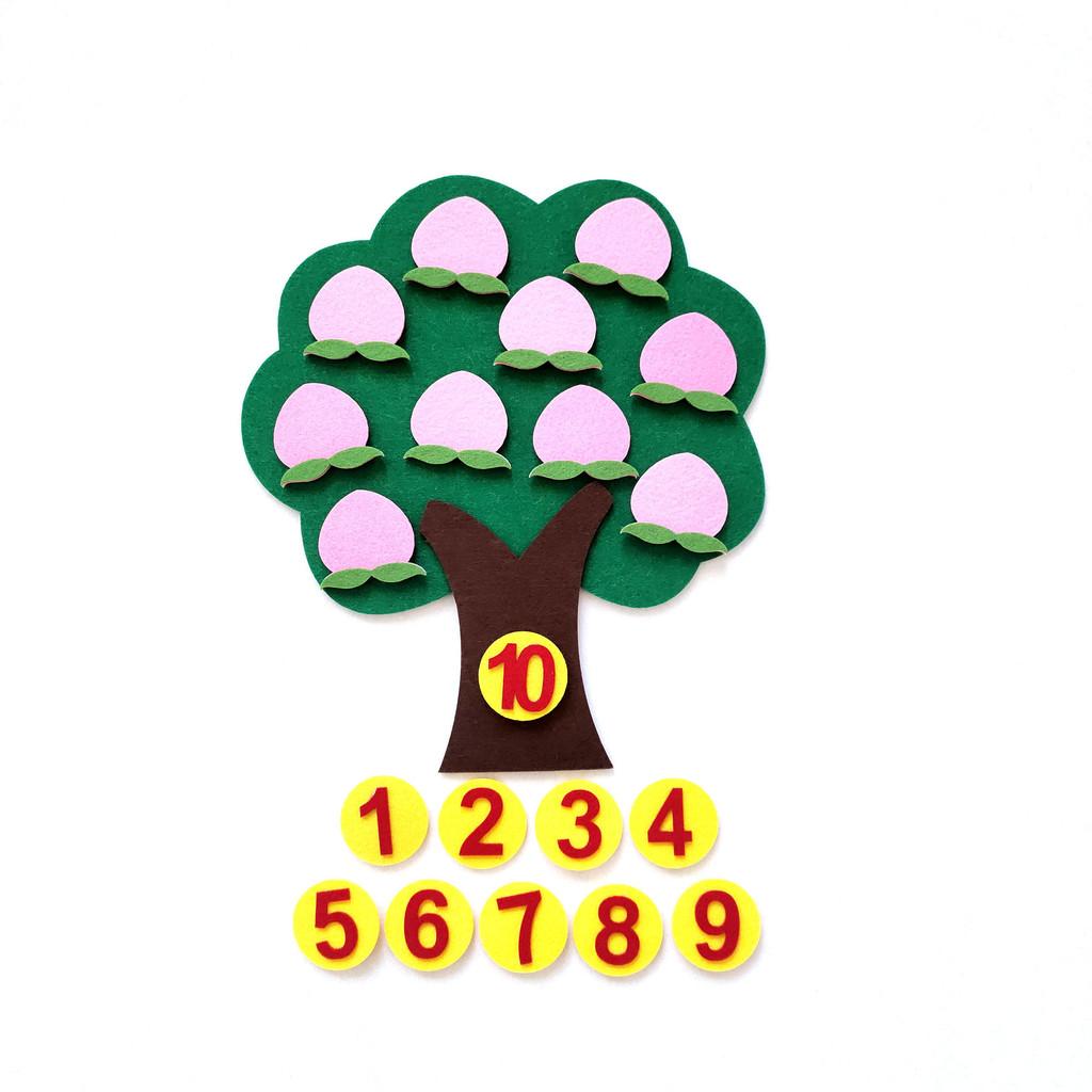 Peache Orange Banana Pear Apple Fruits Tree Felt Math Learning Education Board