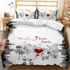 Girls Teen Romantic Bedding Collection King Paris Eiffel Tower Duvet Cover Microfiber British Style Love Heart Cartoon Comforter Cover
