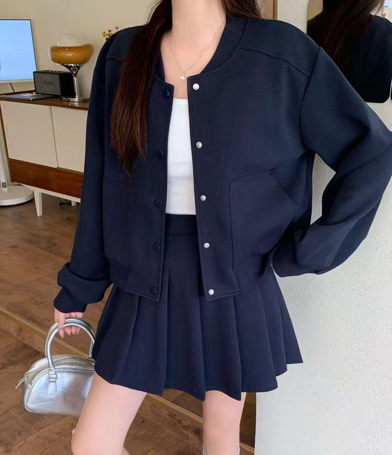 

Весенняя бейсбольная форма большого размера и плиссированная юбка А-силуэта, комплект из двух предметов для женщин L (Recommended for 105-120 lbs)