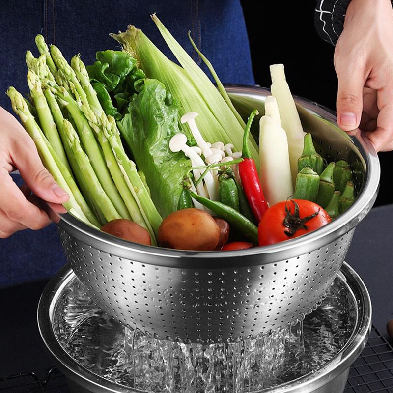 304 Stainless Steel Round Colander & Draining Basin
