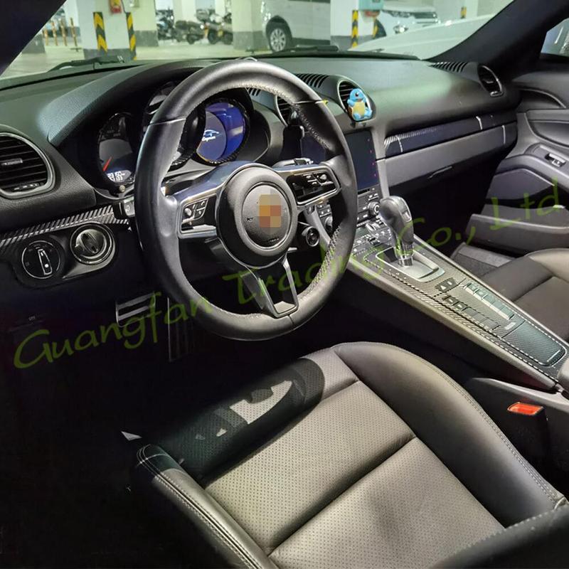 For Porsche 718 2016- Car-Styling 3D5D Carbon Fiber Car Interior Center Console Color Molding Sticker Decals Part Accessorie