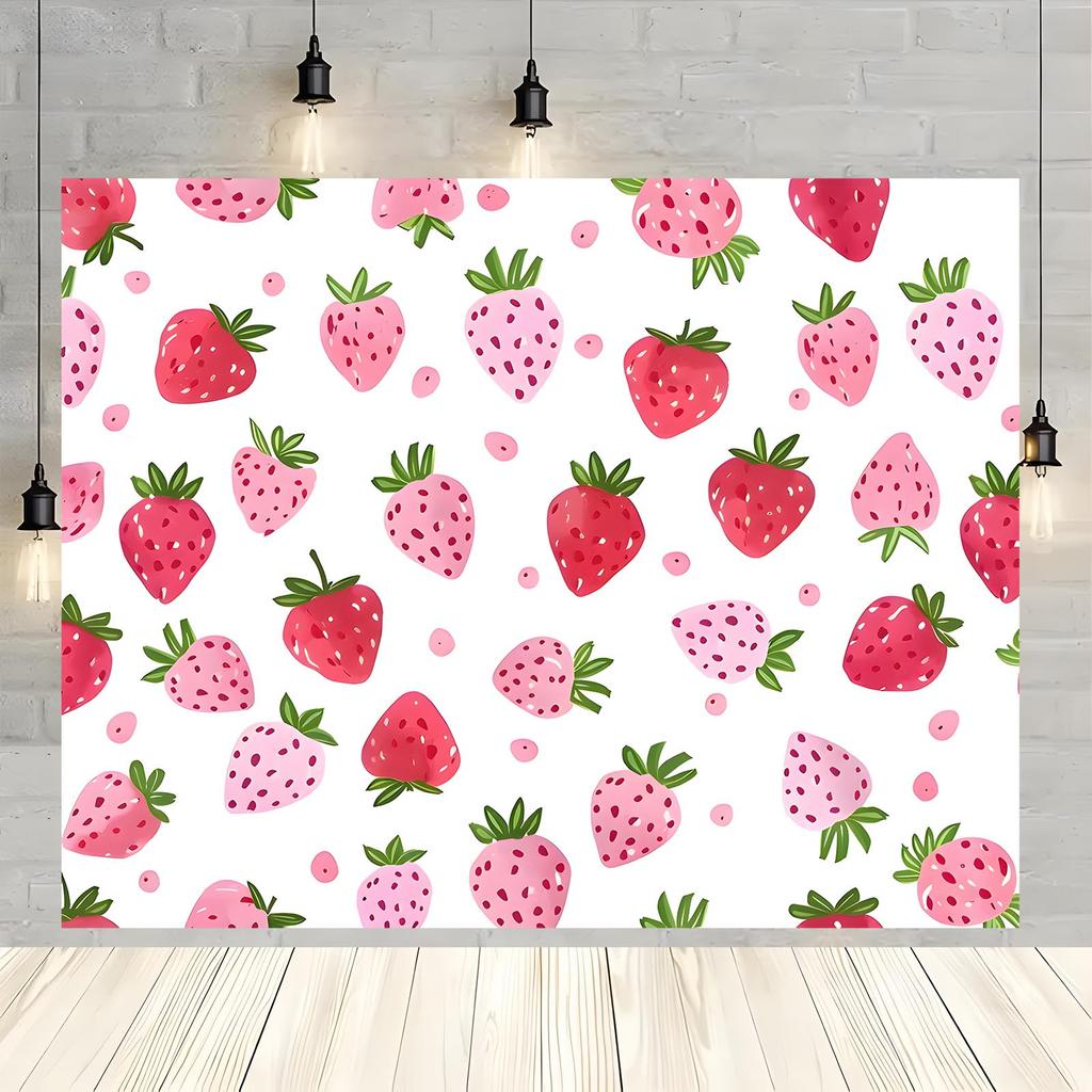 2D Plane 1 Piece of Strawberry-themed Background Banner Suitable for Events Birthdays and Celebration Occasions