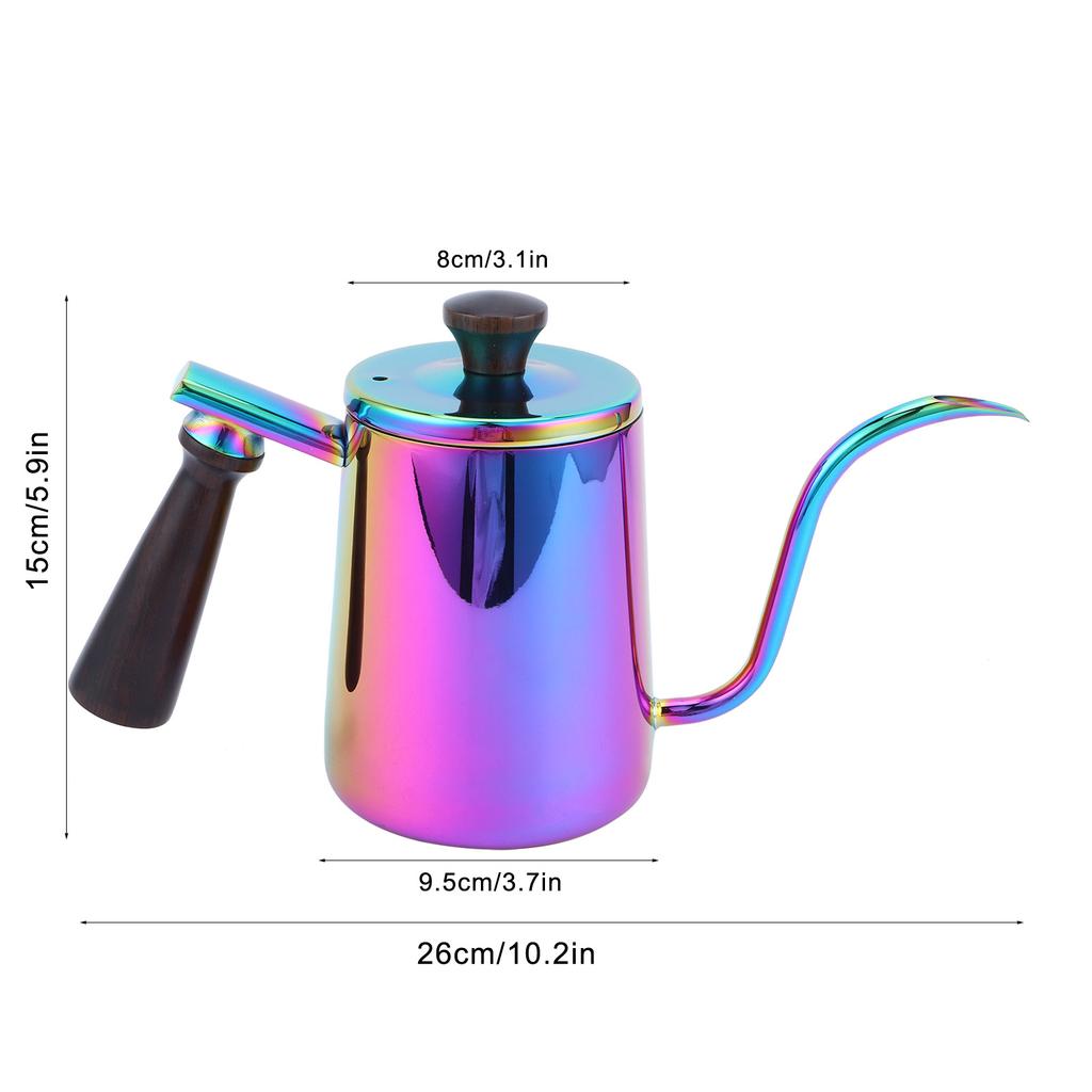 700ml Coffee Kettle 304 Stainless Steel Gooseneck Spout Coffee Drip Pot with Wooden Handle(  SpoutRose Gold )