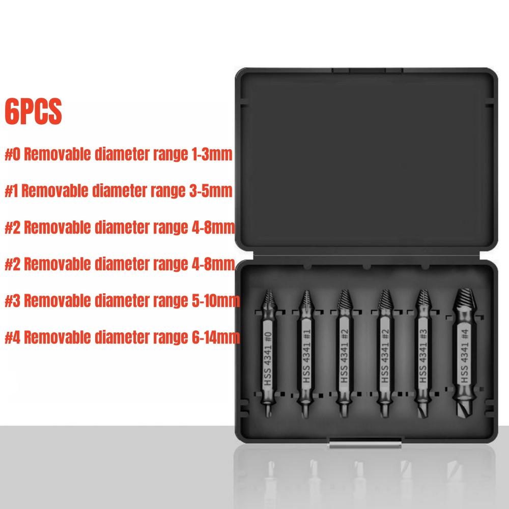 6Pcs/Set Damaged Screw Extractor Set, Double End Broken Bolt Remover Tool, Easy Out Stripped Screw & Broken Head Bolt Extractor