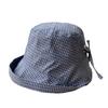 Plaid Crimped Bucket Hat Women's Summer Thin Big Eaves Fresh Sun Hat Versatile Fashion Washbasin Hat