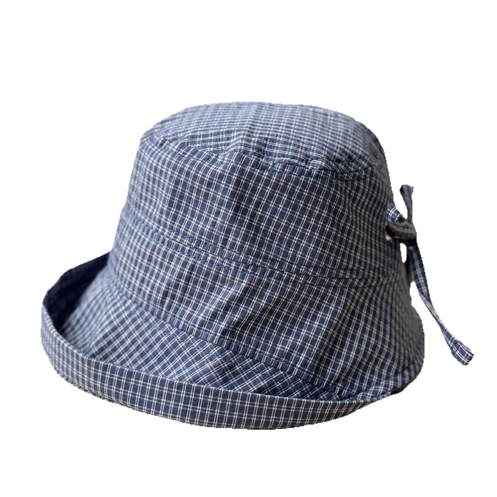 Plaid Crimped Bucket Hat Women's Summer Thin Big Eaves Fresh Sun Hat Versatile Fashion Washbasin Hat