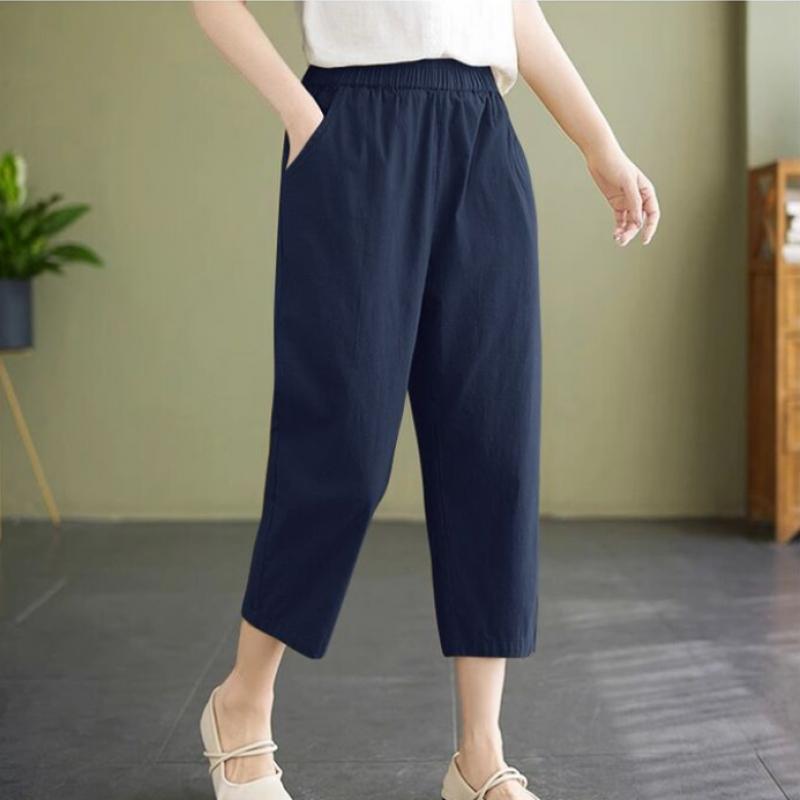 Shop Women Big Size Linen Banding 7 Point Pants Won Wpt Wfilkbx