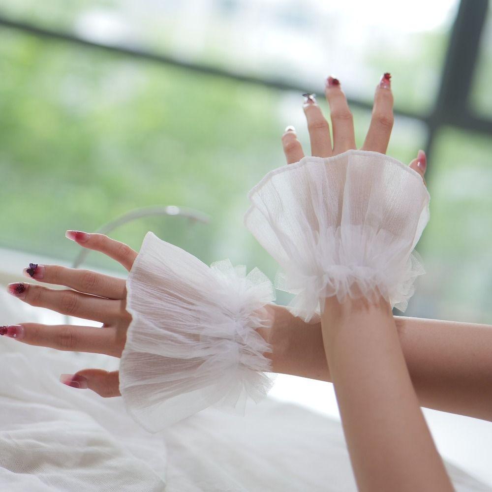 New Removable Flared Cuffs Tulle White Fake Cuff False Sleeve Ornaments Nail Art Accessories