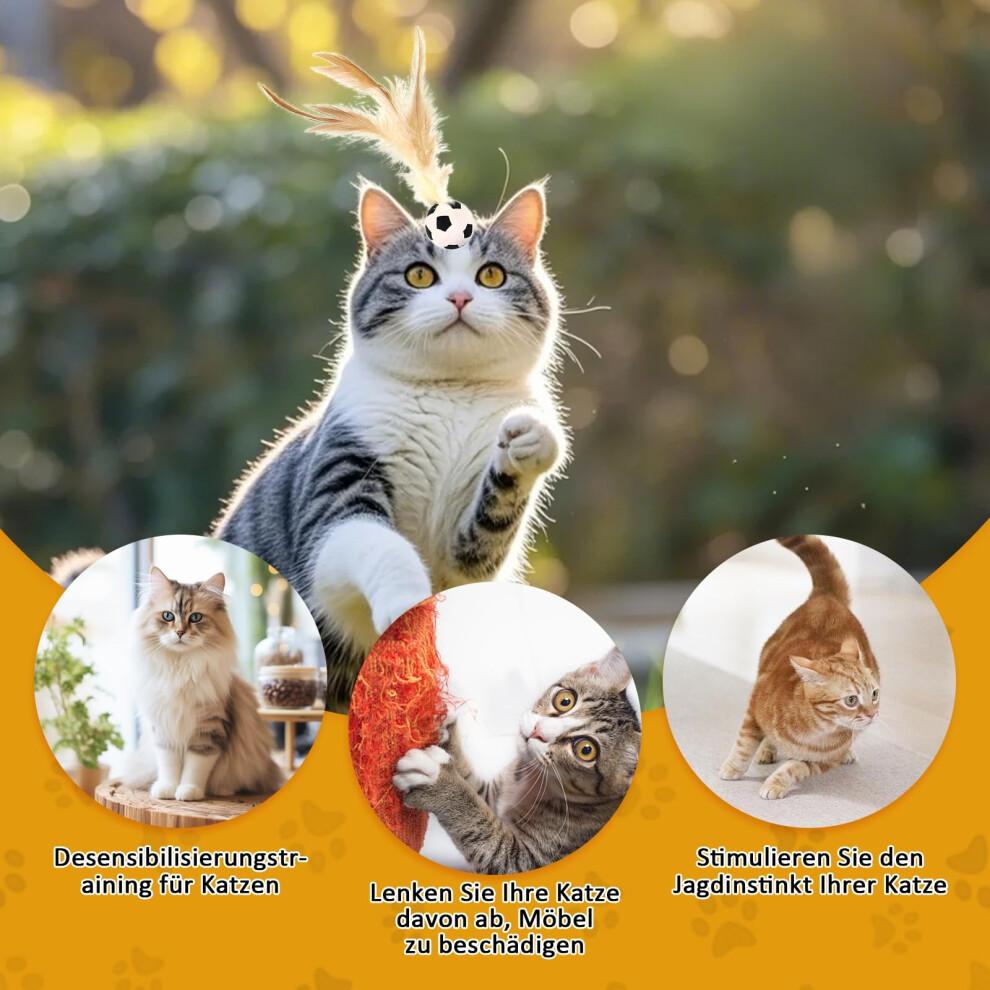 IHONYI 6 Pieces Bouncy Cat Toy with Feathers, Colourful Jumping Ball for Active Cats, Small Animal Toy, Bouncy Ball for Cats
