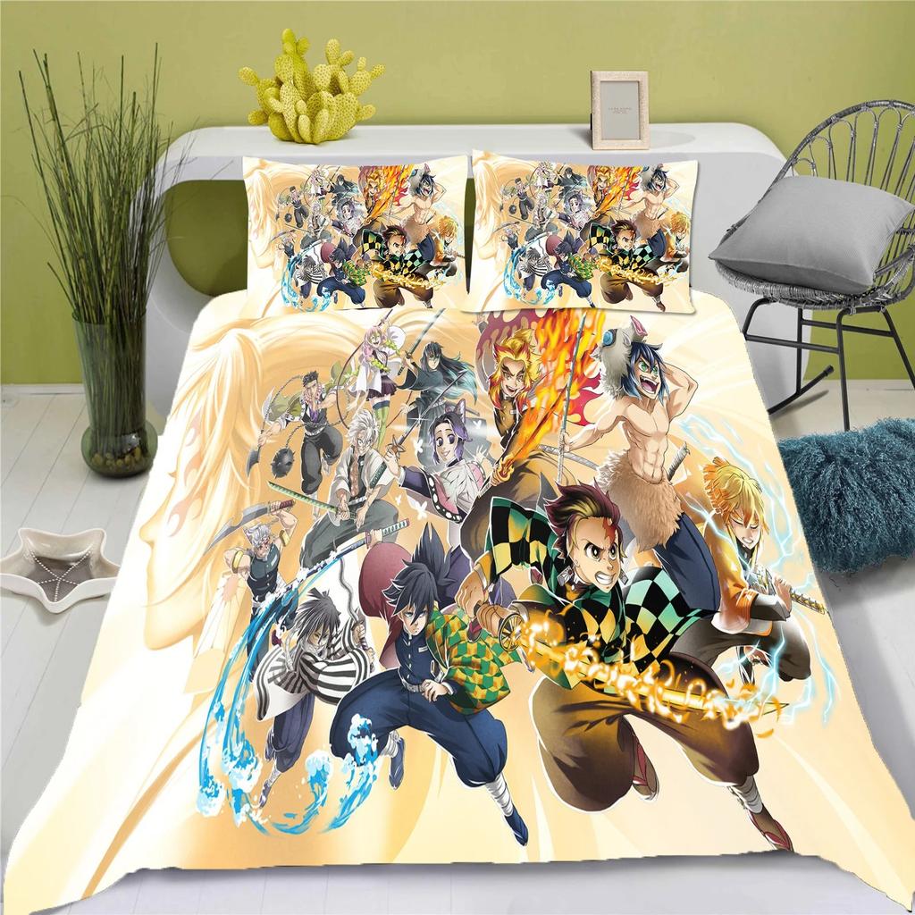 Demon Slayer Kimetsu No Yaiba Cartoon Quilt Cover Breathable Bedding Custom Home Baby Bedroom Comforter Boys