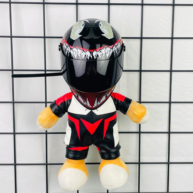Motorcycle Doll Bear Helmet Model Motorcycle Pendant Doll Plush Doll Doll