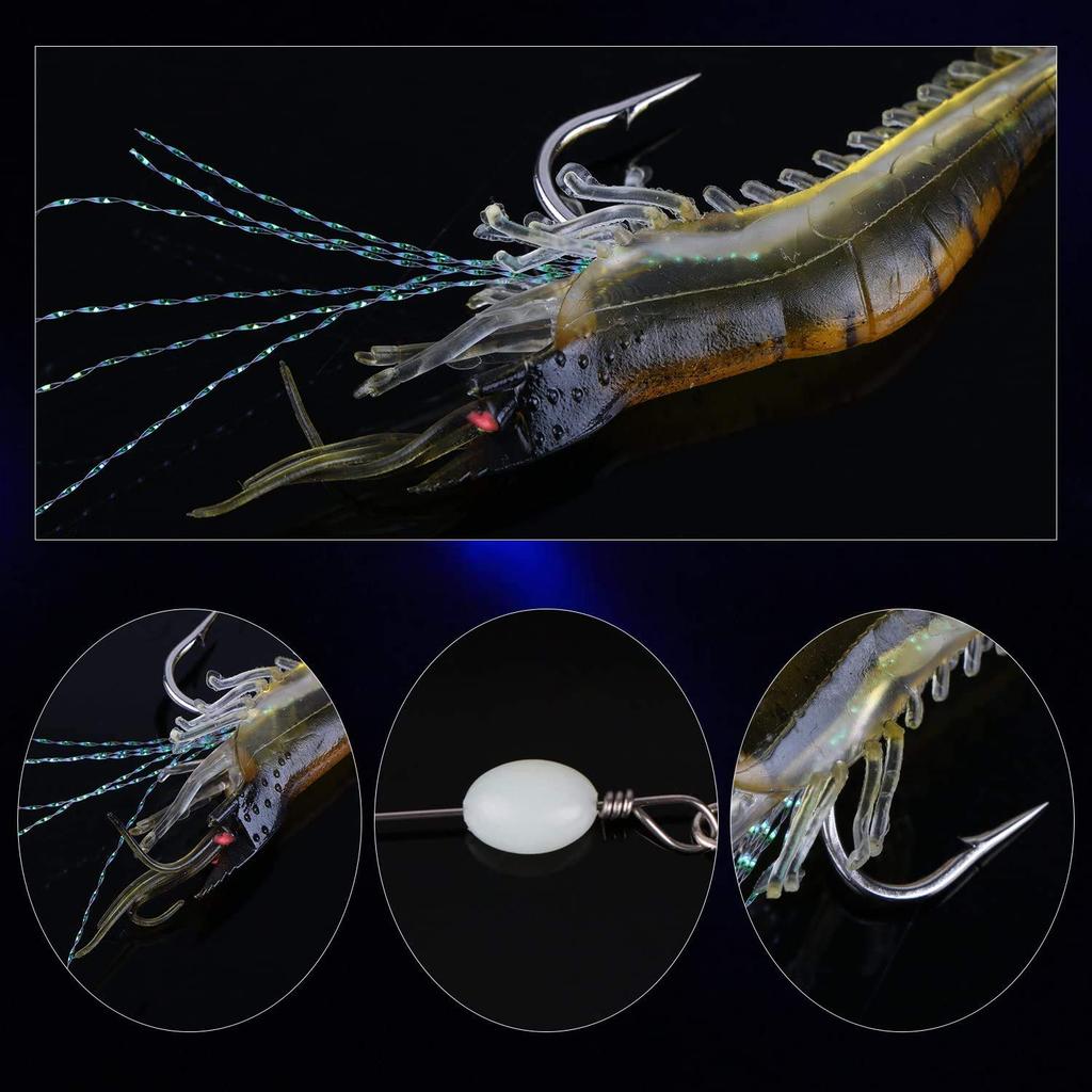 Shrimp Worm Fishing Soft Shrimp Lure Fishing Set of 12 Shrimp Worm Lures for Bass Fishing Lure, Worm, Set, Bait, 6g, 9cm,