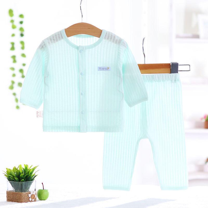 Lightweight Summer Baby Air Conditioning Outfit For Boys And Girls Long Sleeve Cotton Pajama Set