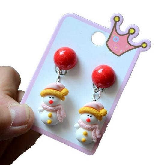 Colorful Acrylic Santa Claus Cartoon Earrings – Parent-Child Style Clips