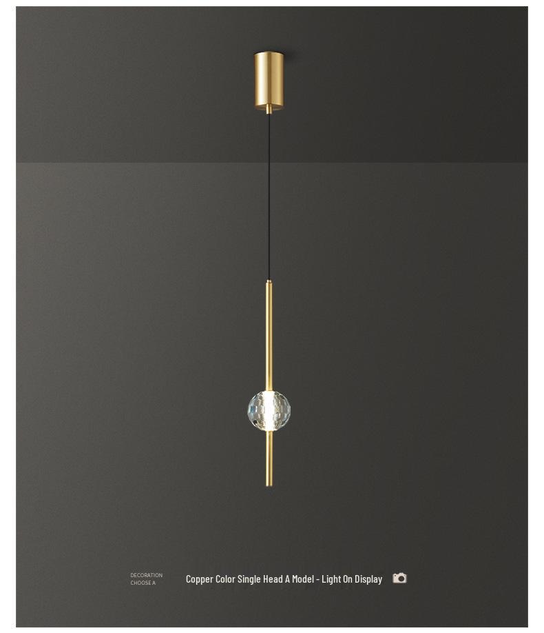 Cross-Border Copper Minimalist Pendant Light for Bedside or Dining