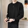 Men's Round Neck Print Hoodie - Loose Fit, Long Sleeve, Plus Velvet, Autumn/Winter Fashion