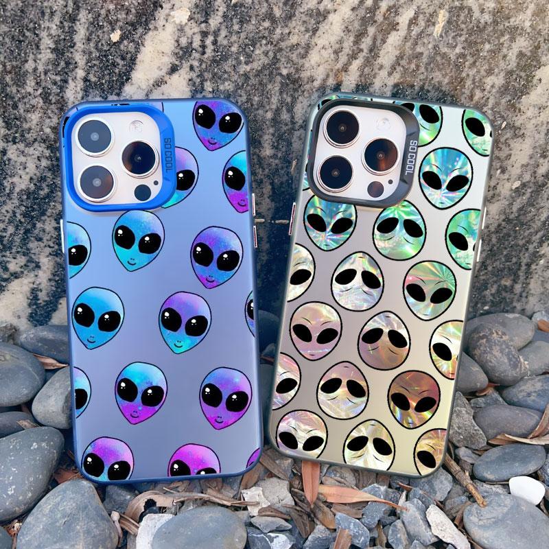 Funny Cartoon Alien Laser Phone Case for iPhone 14 11 Pro Max 16 15 Pro Max 13 12 Mini Pro Max 15 14 Plus Shockproof Cover Funda