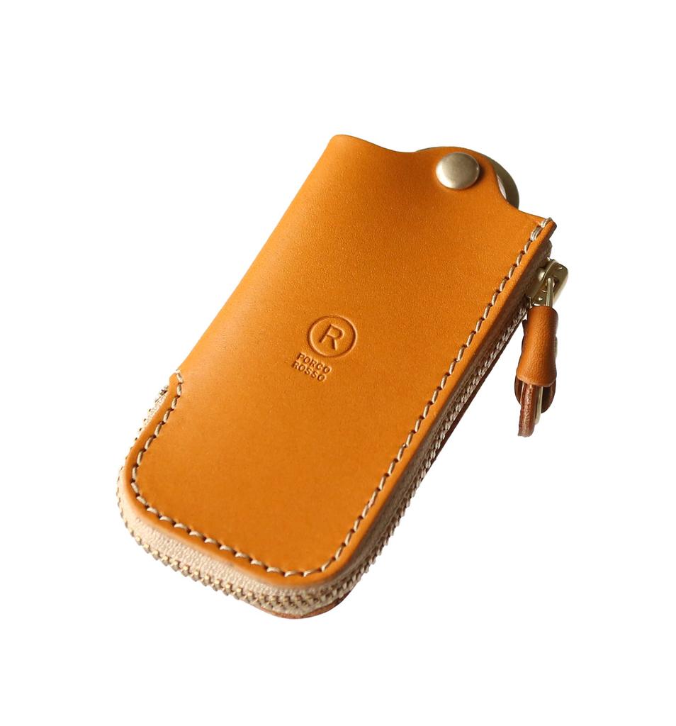Key Case Smart Key Case Genuine Leather Tochigi Leather Smart Key Key Chain Leather Zipper Brand Made In Japan Camel [Porco Rosso] Men's Women's