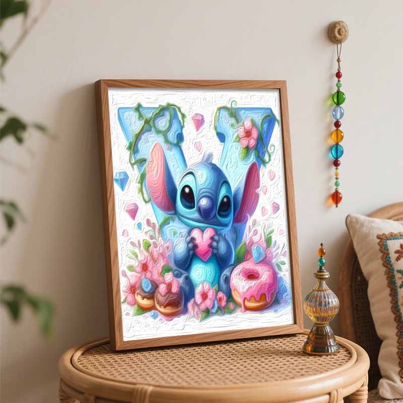 Disney Stitch Heart Donut Flower Oil Paint Digital Painting Art Kit Handmade DIY Painting Kit Home Decor