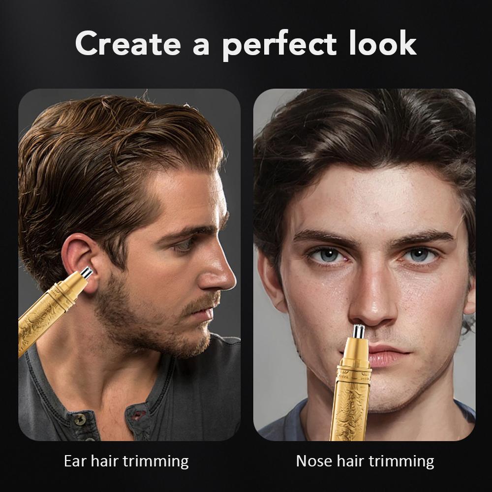 Nose Hair Trimmer 2in1 Electric Nose Hair Clipper Painless Ear Hair Trimming Device Gold USB Charging Face Care Kit Tools