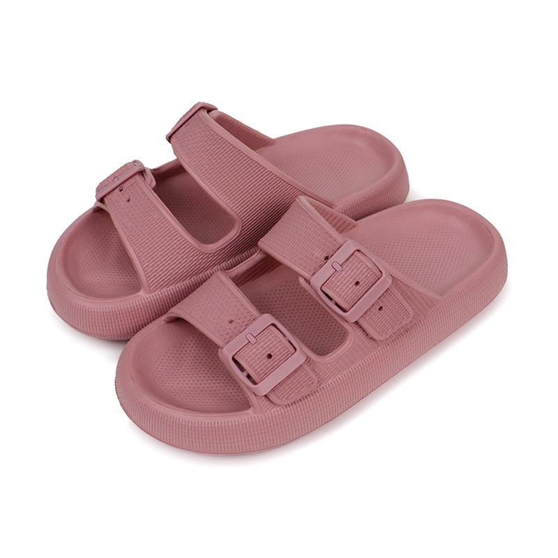 2025 Thick-Soled Double Buckle EVA Sandals: Step-On-Comfort for Couples, Women, Indoor/Outdoor Use