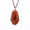 Handmade Ancient Red Copper Wound Tree Of Life Natural Crystal Stone Octahedron Necklace Fortune Tree Necklace N539