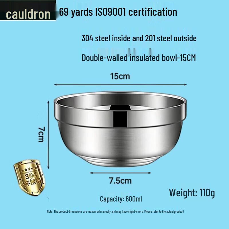 Fuou 304 Stainless Steel Double-Layer Rice Bowl