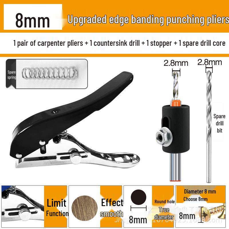 Yi Nian Edge Banding Strip Hole Punch Pliers - Strong, Non-Deforming Round Hole Puncher for Woodwork