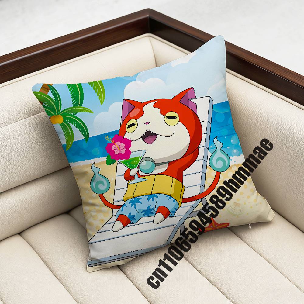 For Cute Cartoon J-Jibanyan Throw Pillow Case Sham 45X45Cm 40X40Cm Square Car Pillowcase Pad Cushion Cover